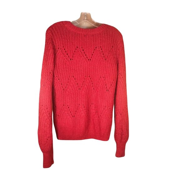Abercrombie & Fitch Women's Size Large Sweater With Diamond Pattern Red New - Picture 2 of 12